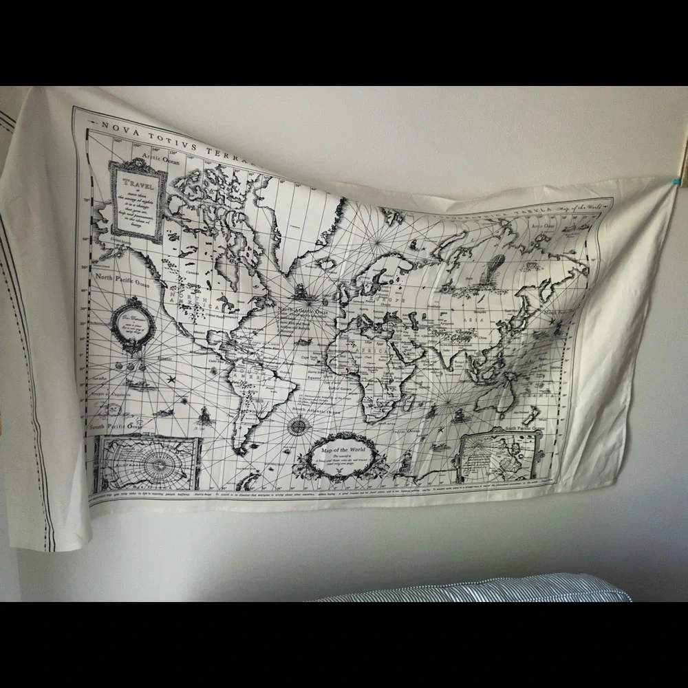 Vintage hand draw world map tapestry 50”*28” uo